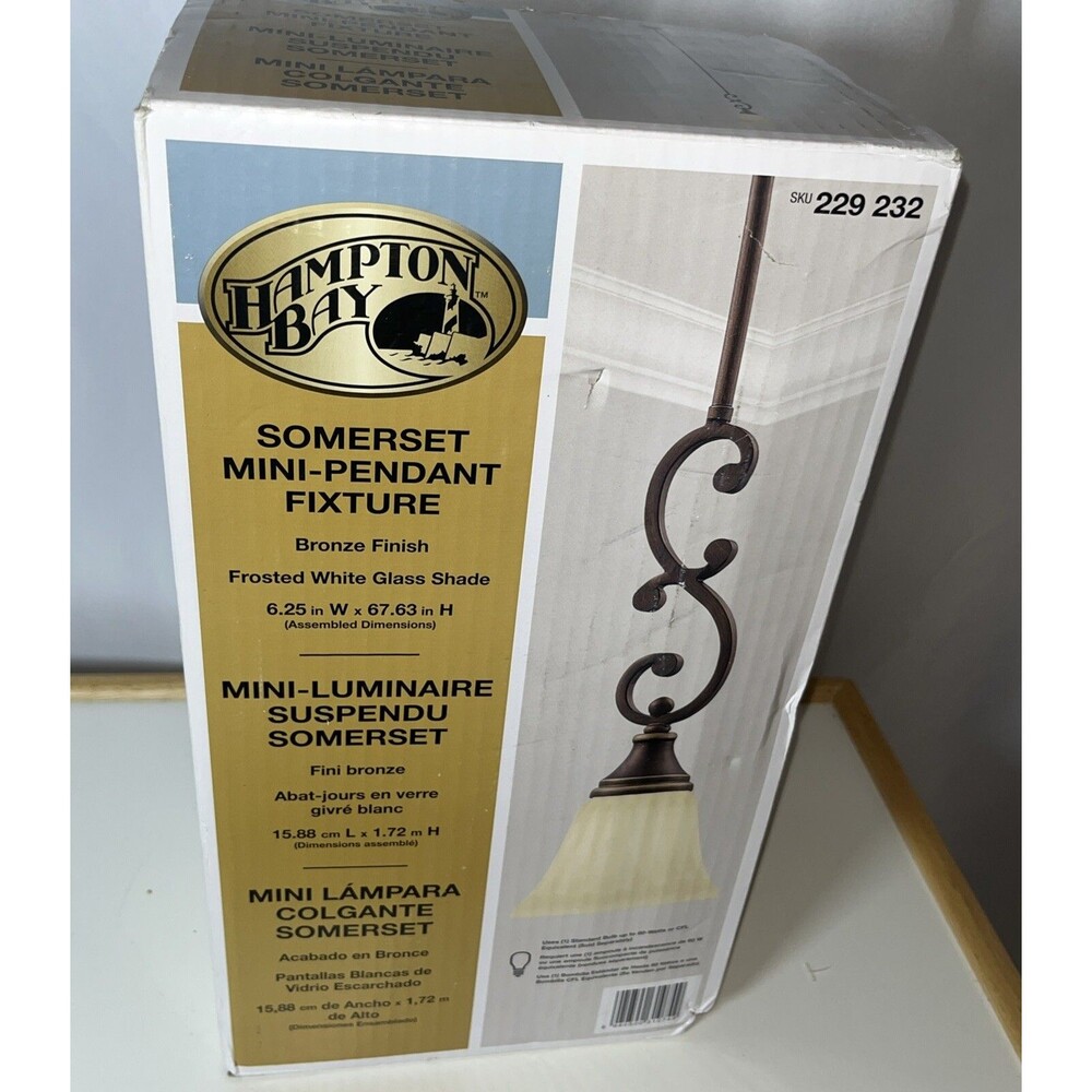 Hampton Bay 229-232 SOMERSET 1-light Somerset Mini-Pendant Fixture Bronze